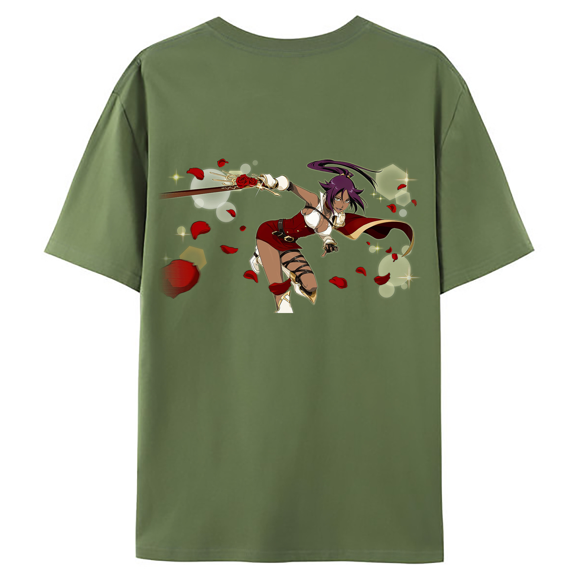 （画像用） ブリーチ 四楓院 夜一（しほういん よるいち） BLEACH Shihouin Yoruichi 綿100％ メンズ半袖Tシャツ（バックプリント） 通気性
